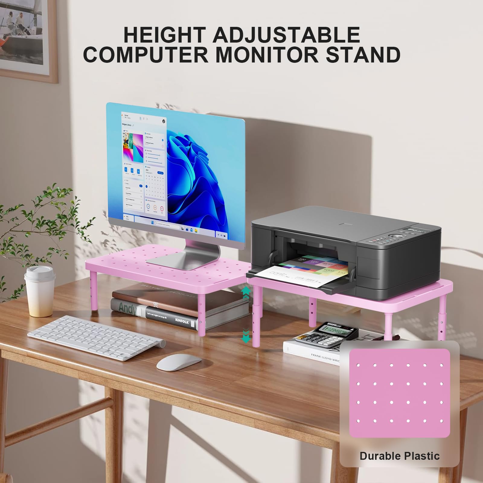 WALI Computer Monitor Stand for Desk, Adjustable Laptop Riser, up to 44 lbs view 2