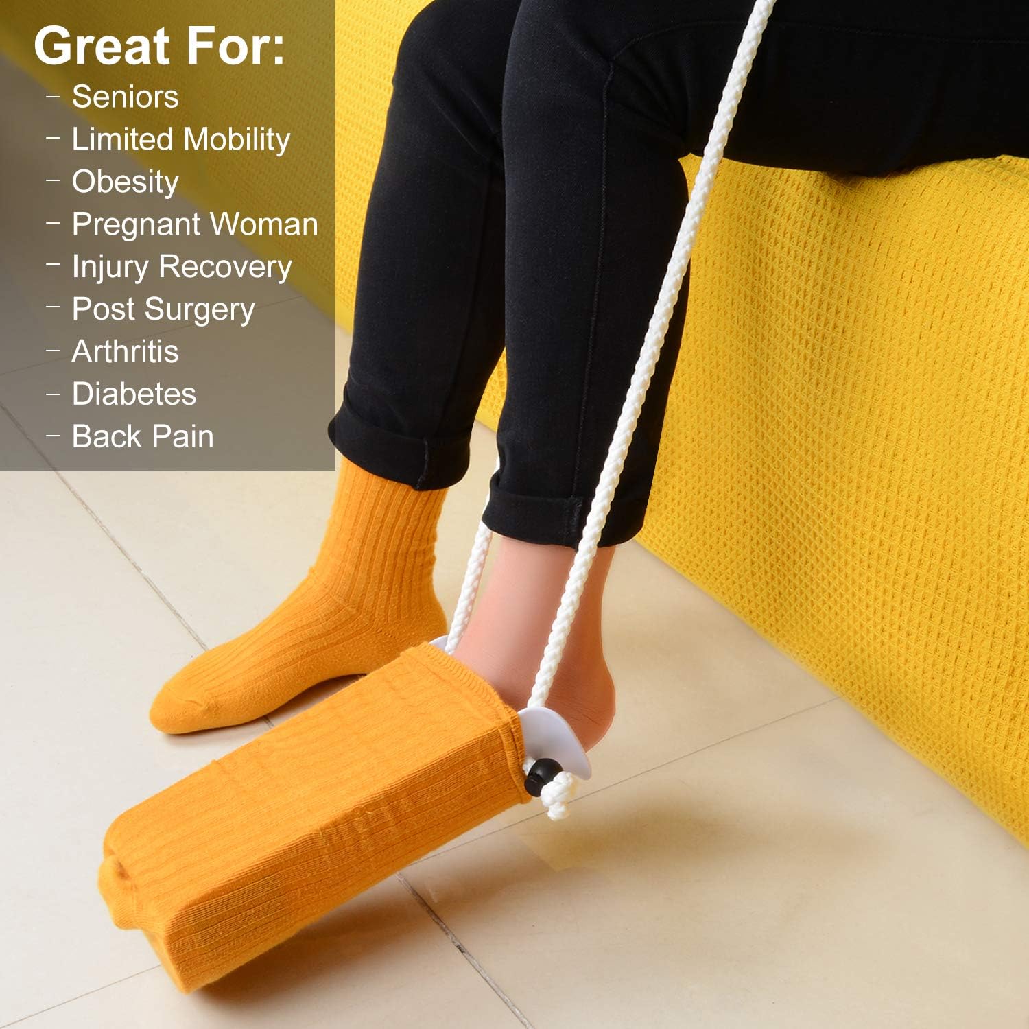 supregear Sock Aid Kit, Sock and Stocking Aid Kit Sock and Shoe Helper with Long Shoe Horn Dressing Aid for Women Men Senior Pregnant, Easy on Easy Off : Health & Household