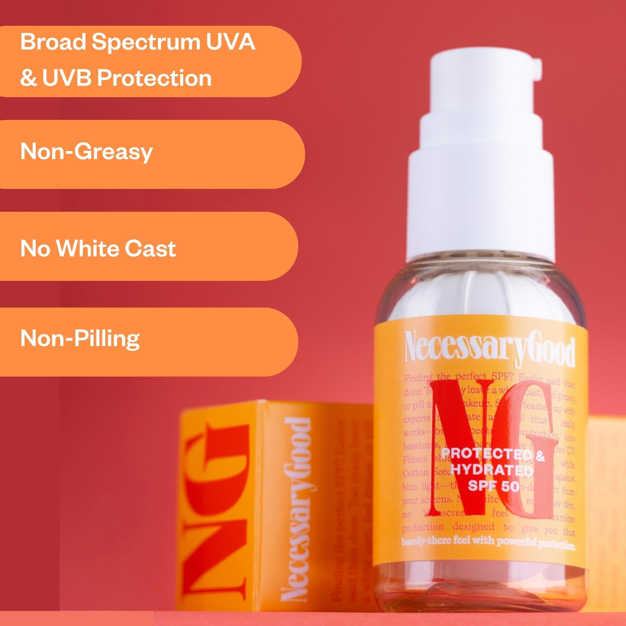 NecessaryGood Protected & Hydrated SPF 50 Face Cream, Lightweight Non-Greasy Sunscreen for All Skin Tones No White Cast - Image 3