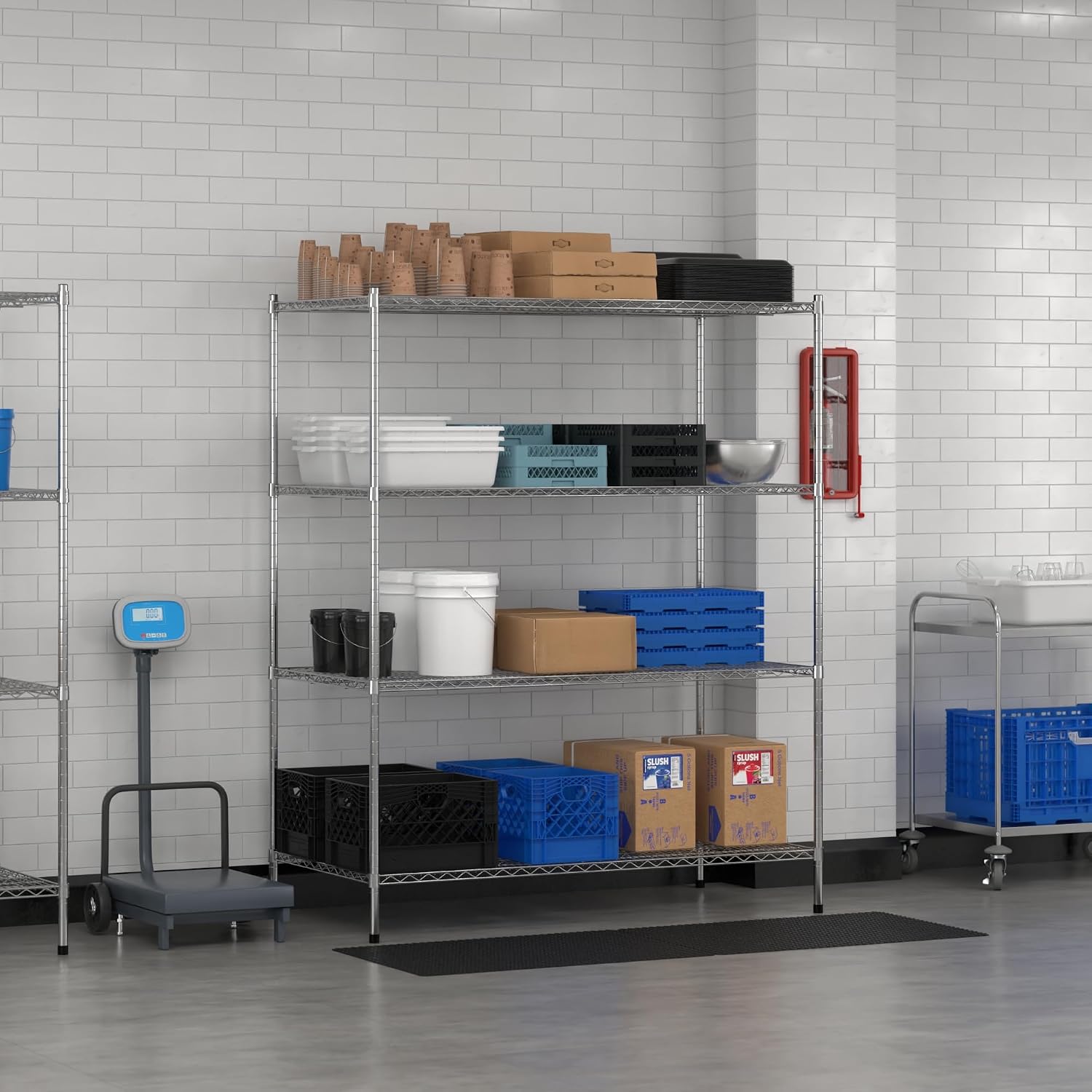 Commercial NSF Listed Chrome Stationary Wire Shelving Kit 30" x 60" x 74", with 4 Shelves Perfect for Warehouse, Walk-in Refrigerator, Freezer, Grocery Store, Restaurant, Dishroom
