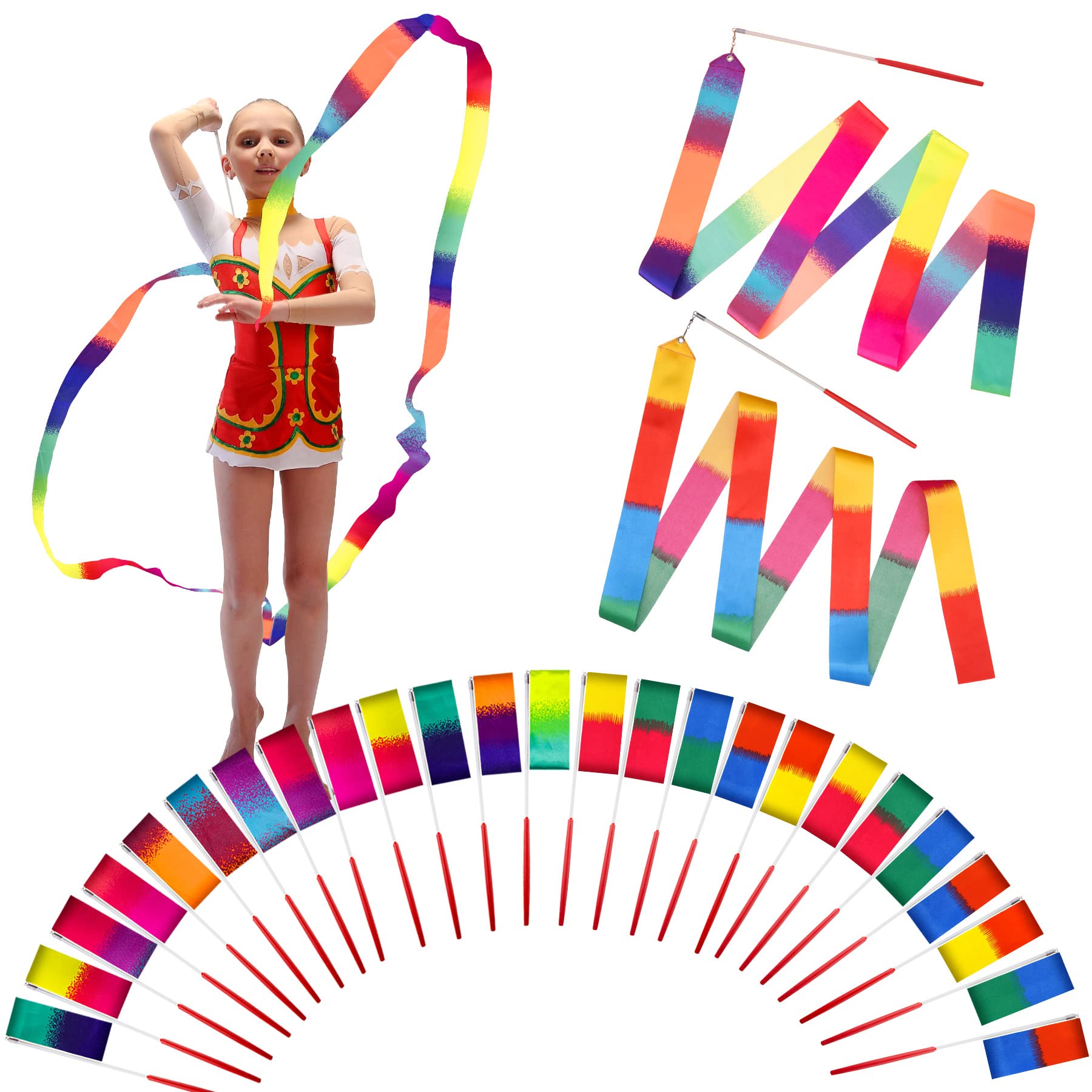 Rubans De Danse Rythmique – 2 Pièces De 2 M En Polyester, Baguette 30 Cm, Articulation Universelle