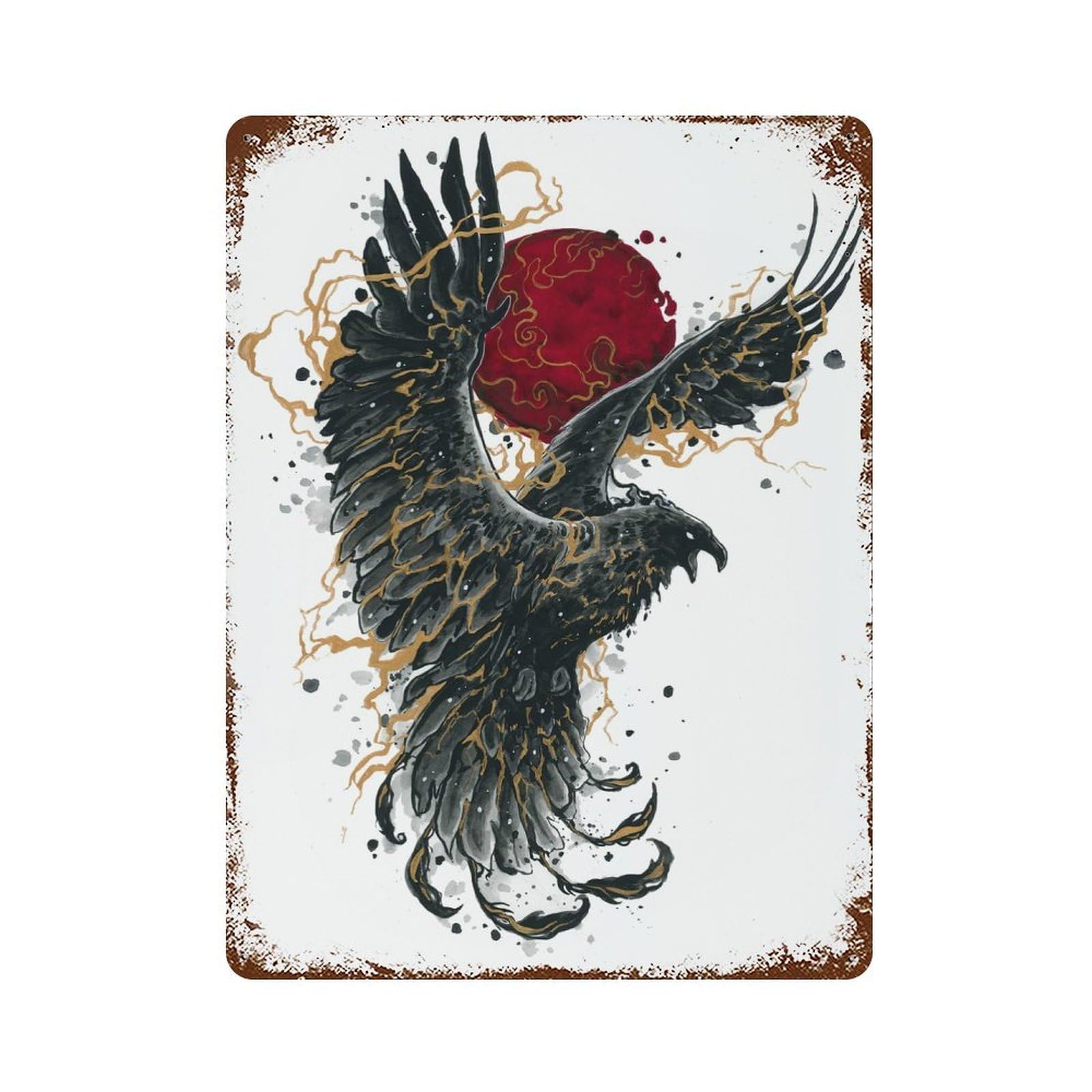 Lightning Bird Decorative Tin Sign 15.7"x11.8", Retro Wall Decor for Basement, Hobby Room And Garage Decor
