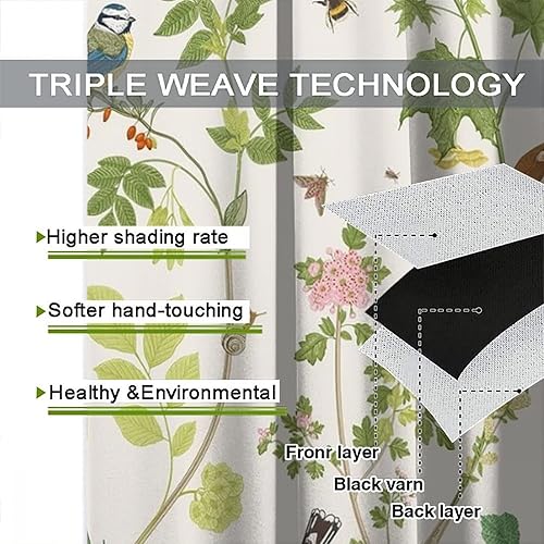 Miniatura 594 de Retro 70s Floral Blackout Window Curtains, Watercolor Flower Plant Rustic Modern Style Pattern Window Drapes, for Bedroom Living Room 42x45in 2