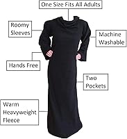 Vista 4 de Premium - Manta de lectura de lujo, súper cálida con bolsillos y mangas para adultos (negro)