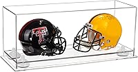 Vista 112 de Better Display Cases Acrílico 2 Mini casco de fútbol (no tamaño completo) vitrina con base de césped transparente (V46/A019)