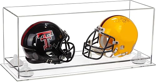 Miniatura 112 de Better Display Cases Acrílico 2 Mini casco de fútbol (no tamaño completo) vitrina con base de césped transparente (V46/A019)