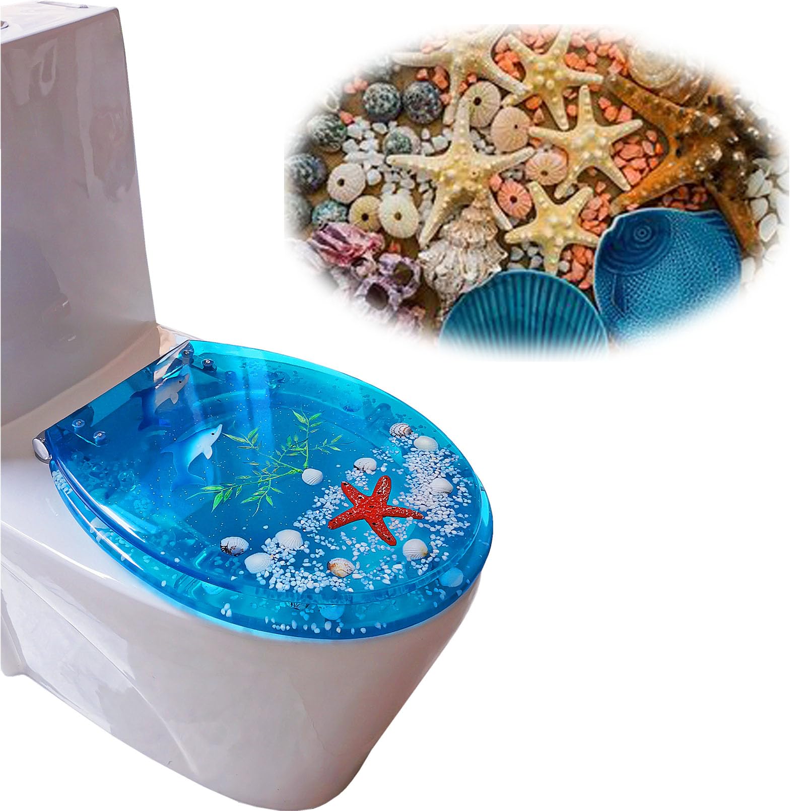 Lunette de WC transparent avec charnière en métal robuste et durable