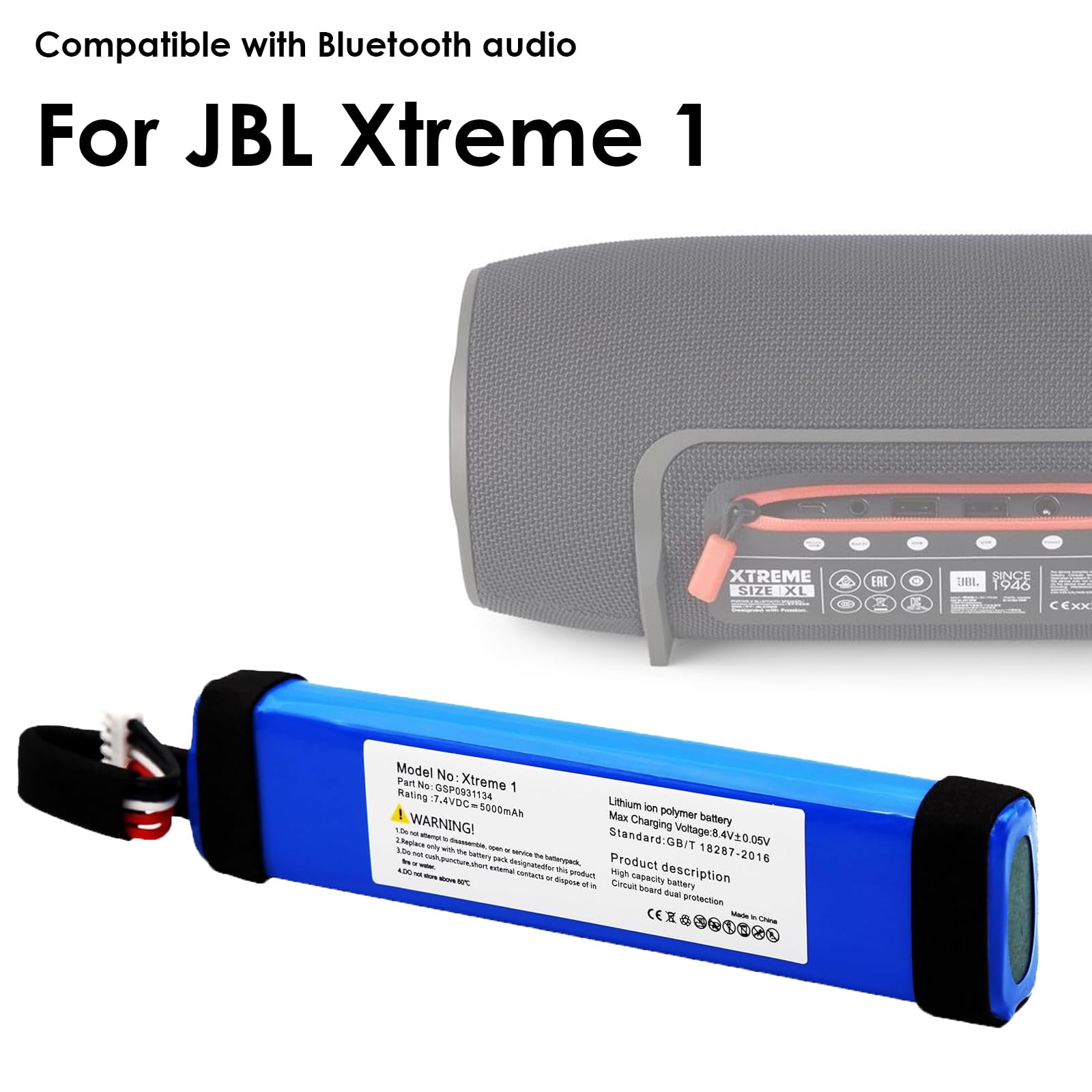 Batteria Per JBL Xtreme1 - 7.4V, 5000mAh, 37Wh, Ricambio Litio Per Altoparlante Bluetooth - Foto 2