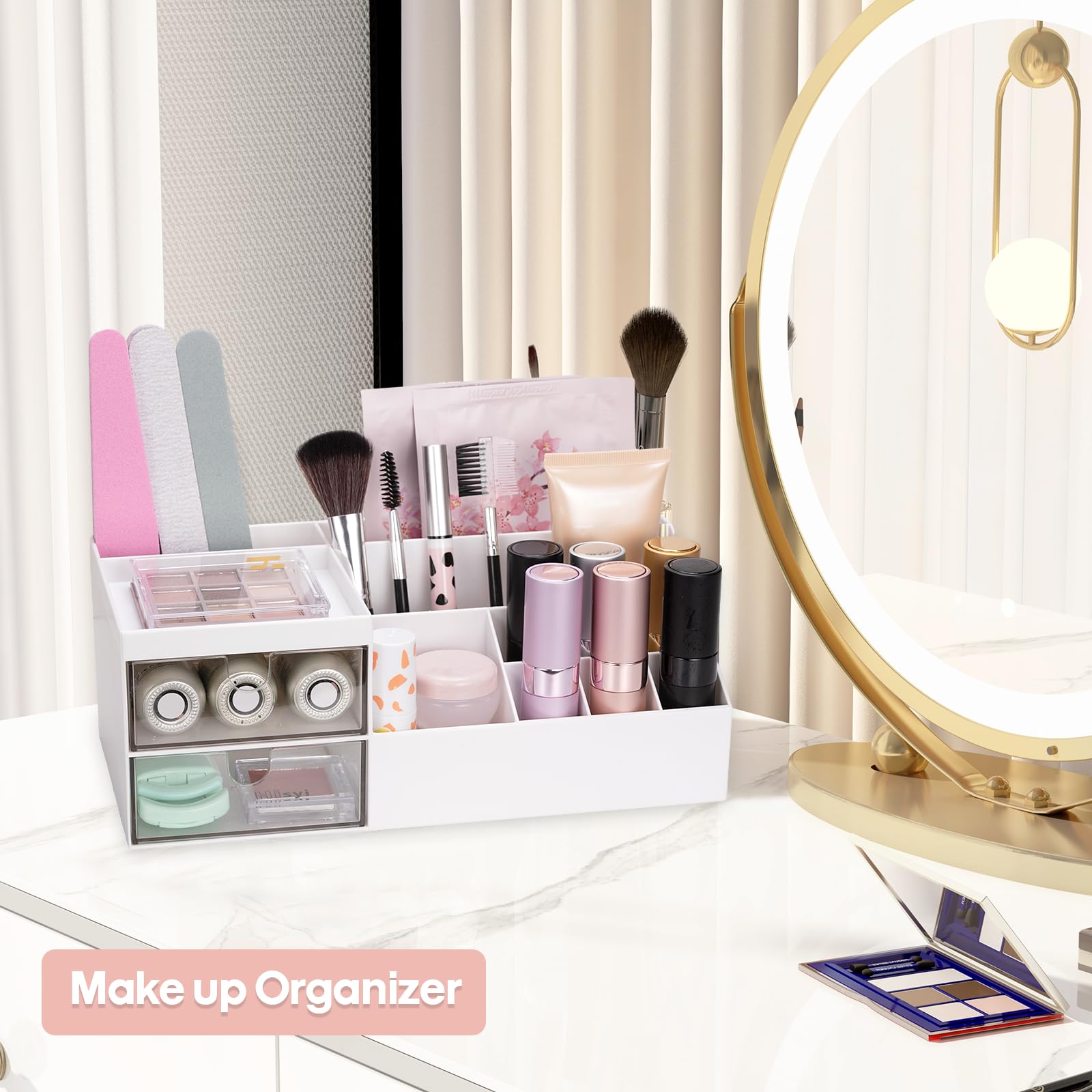 Anlynwooh Make-up-Organizer Mit Schublade – Acryl-Aufbewahrung Für Pinsel, Lippenstifte & Kosmetik