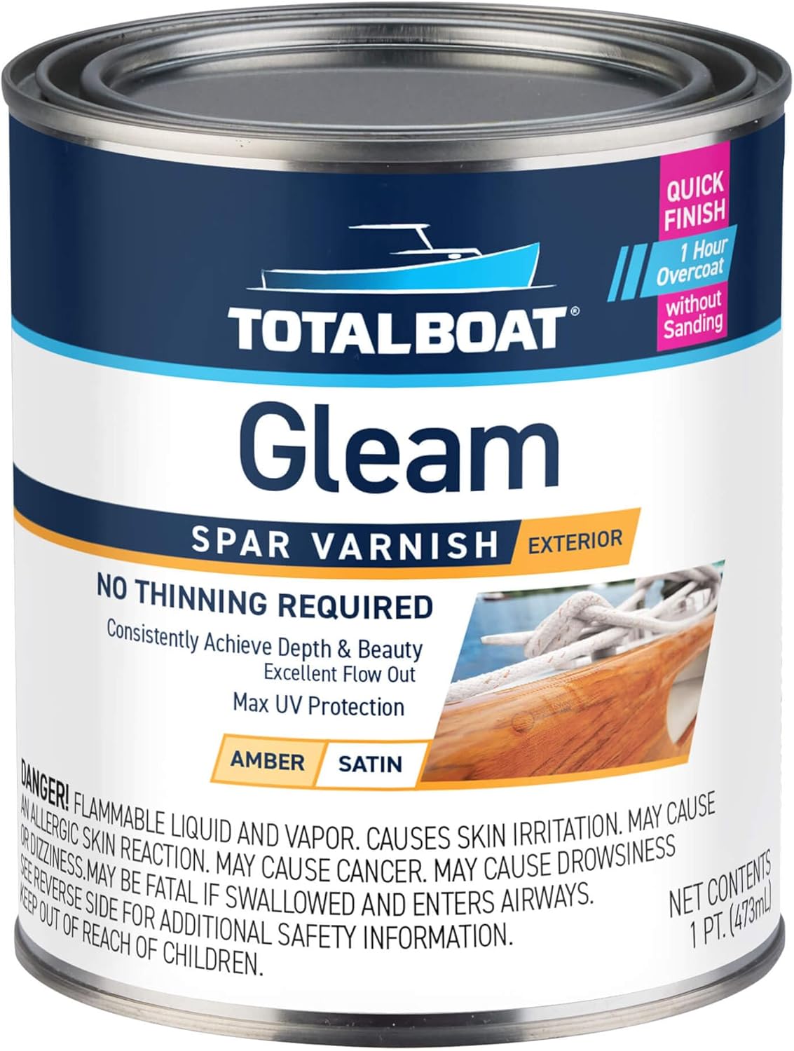 TotalBoat Gleam Marine Spar Varnish, Gloss and Satin Polyurethane