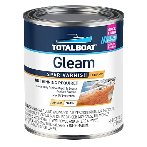 Miniatura 11 de TotalBoat Gleam Marine Spar Varnish, Acabado de Poliuretano Brillante y Satinado para Madera, Barcos y Muebles de Exterior