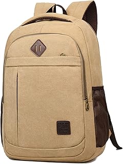 Mochila Mochila para homens e mulheres Mochila de lona Mochila portátil de 15.6-17 polegadas Mochila leve resistente à água Mochila de viagem Mochila para caminhadas Mochila para caminhadas Mochila Vintage (Khaki)