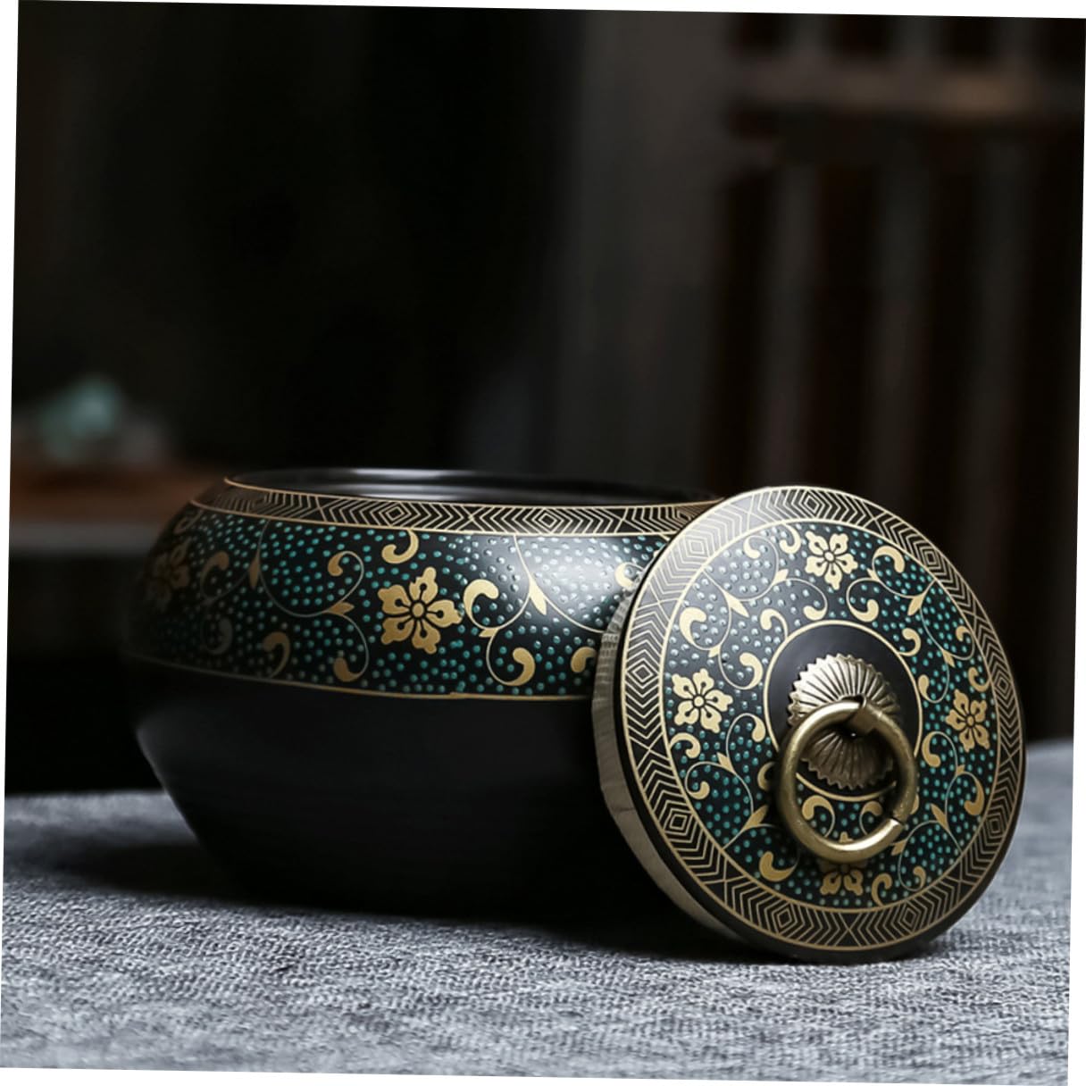 Barattolo Piccoli Ceramica per Nero Ermetico Coperchio Tè in Decorazione Contenitore Portatile Conservazione di Oggetti Riso da Tavolo la Casa