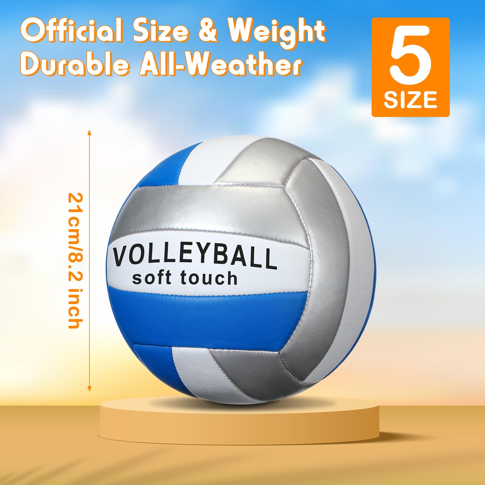 Libima 4 pelotas de voleibol tamaño 5 oficial con bomba y bolsa de red, pelotas de voleibol suaves e impermeables para niños, adolescentes, adultos, principiantes, entrenamiento, interior, exterior,