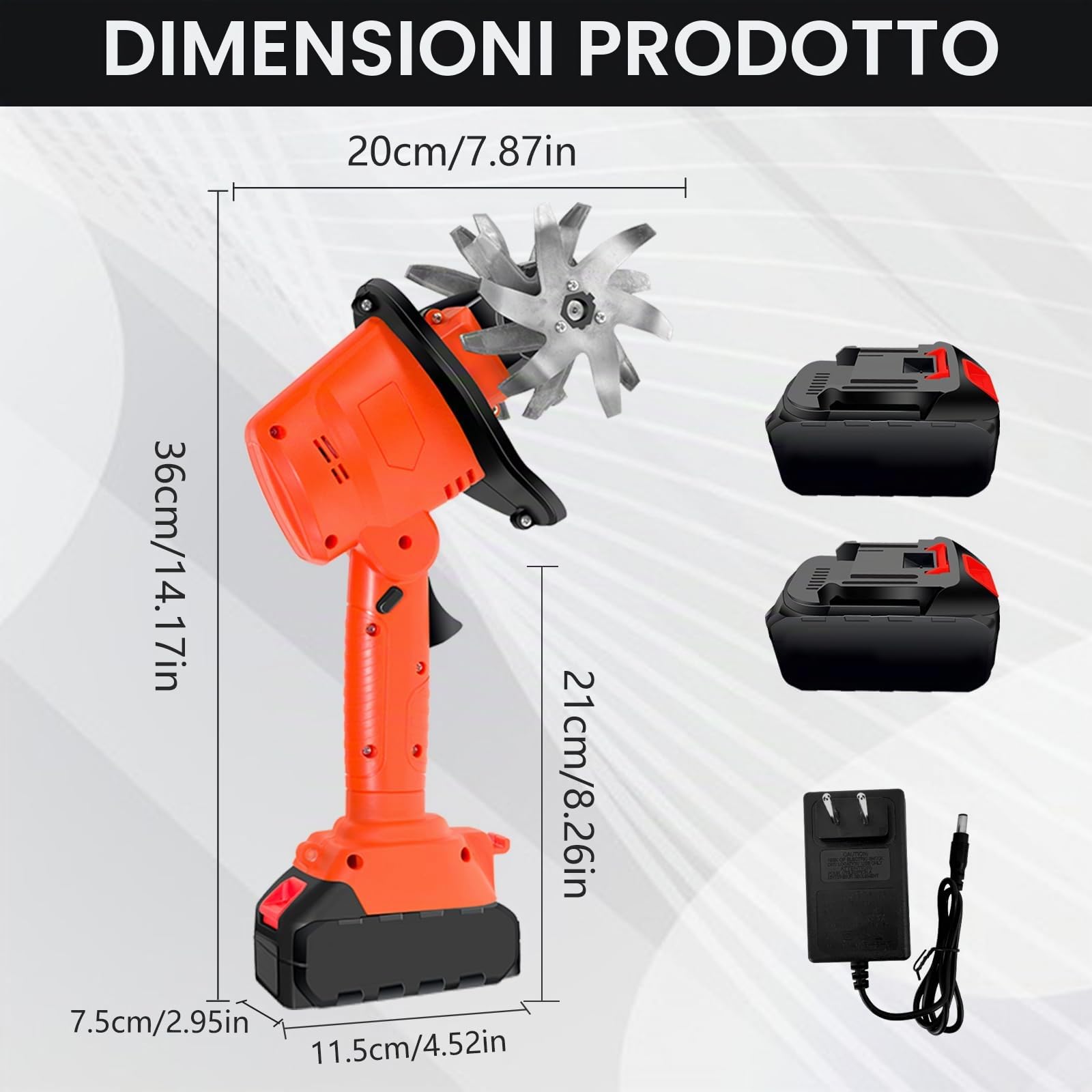 Motocicletta elettrica, 21 V portatile Motocoltore con 2 batterie 3000 mAh e ricarica, mini motobineuse senza fili con 4 file di denti, coltivatore per orto, cantiere, coltivazione del suolo