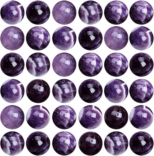Cuentas de piedra natural, 100 cuentas redondas de amatista de 0.236in, cuentas redondas de piedra real, sueltas de tamaño de agujero de piedras