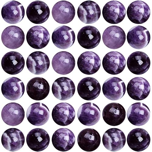 Natural Stone Beads 100pcs 8mm Amethyst Round Genuine Real Stone Beading Loose Gemstone Hole Size 1mm DIY Charm Smooth Beads for Bracelet Necklace Earrings Jewelry Making (Amethyst)