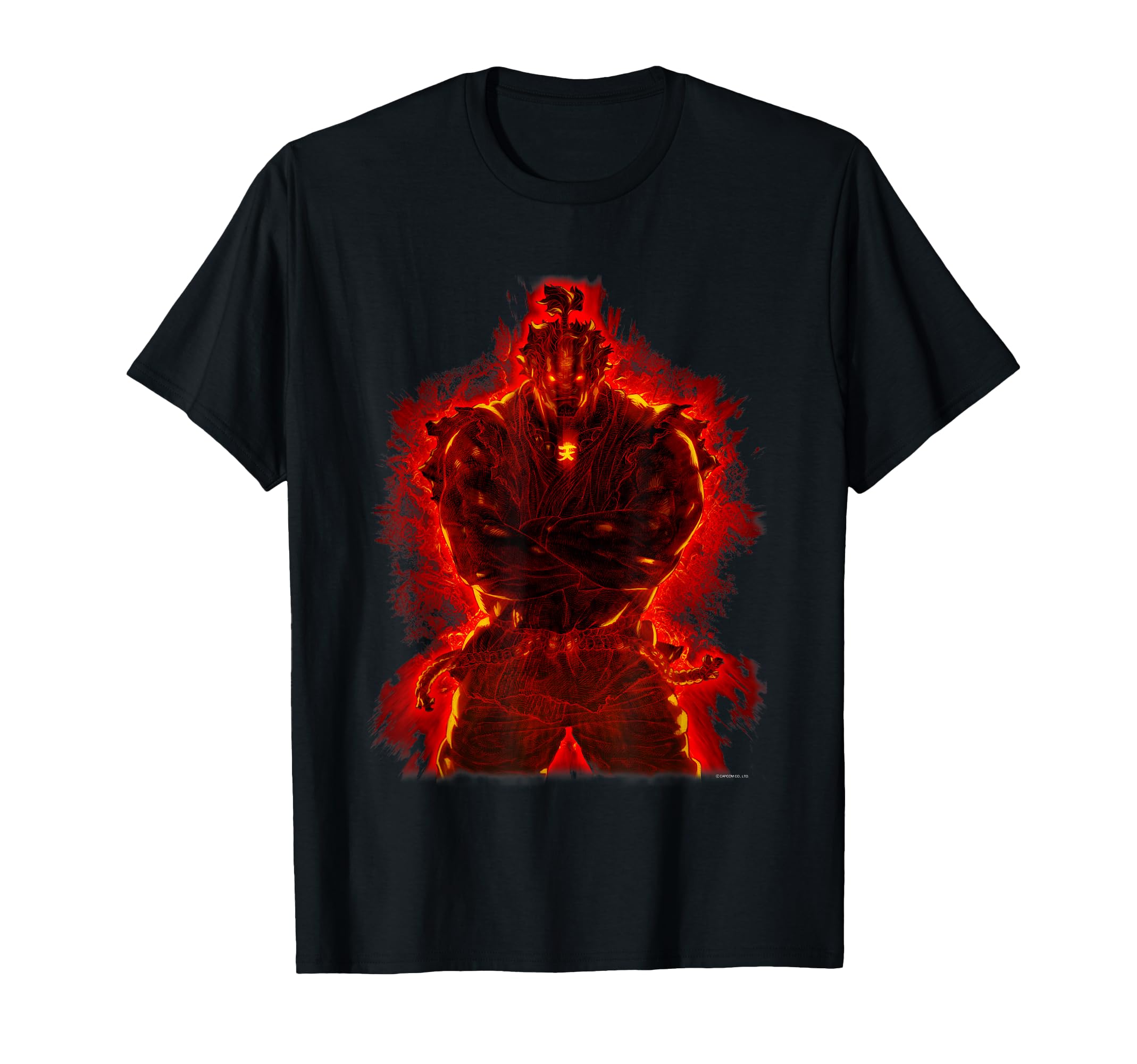 STREET FIGHTER Satsui no Hado : Akuma T-Shirt - Women's Unisex-Adults Black Short Sleeve Classic Fit T-Shirt - Size S