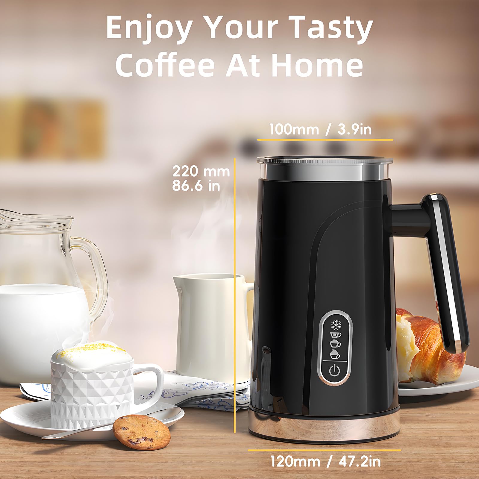 El Ritmo De Leche Eléctrica, El Frito De Leche 4 En 1 Y El Vapor con Batidora, Fabricante Automático De Espuma Caliente/fría Y Calentador De Leche para Café con Leche, Cappuccinos, Macchiato, Leche