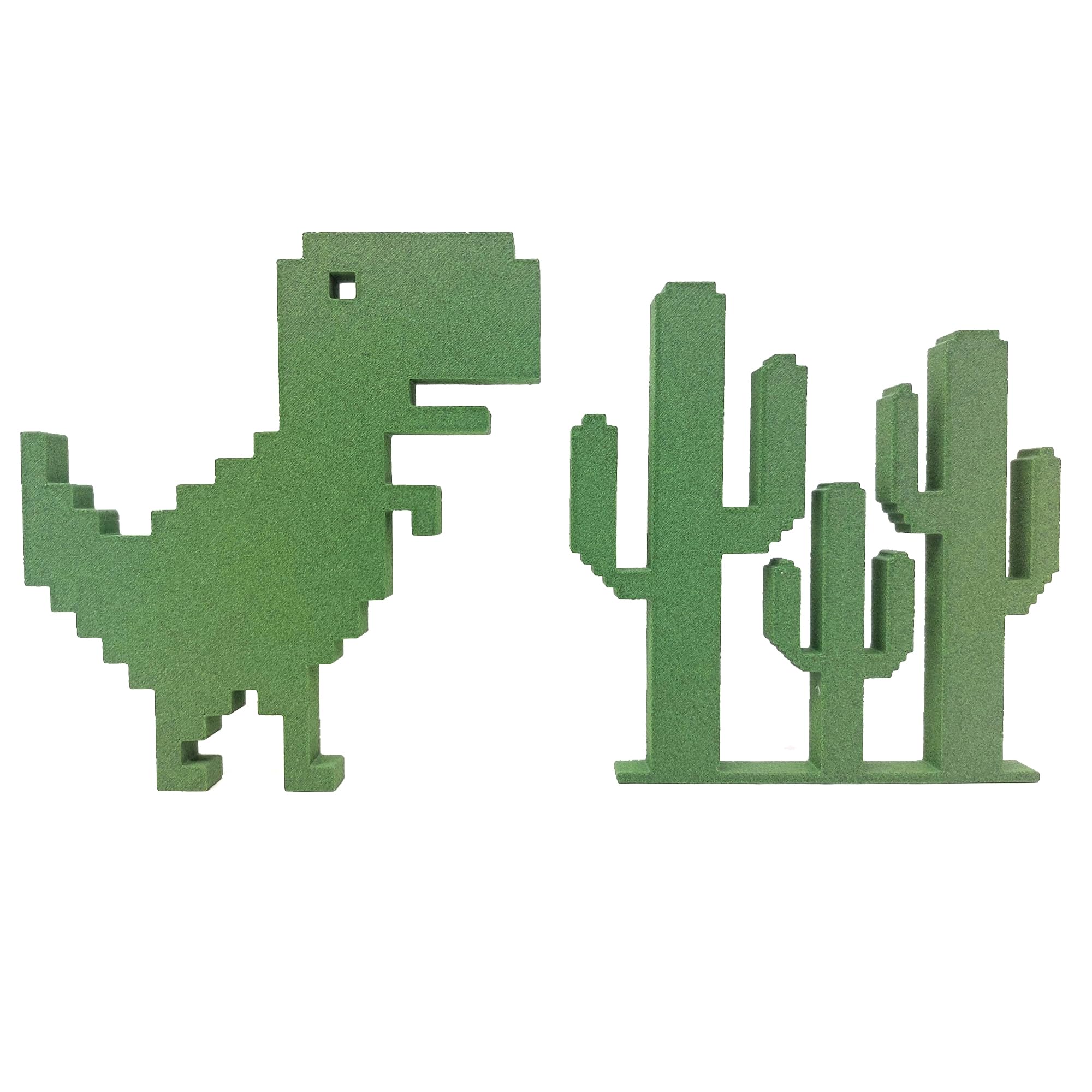 CREATE WORK PLAY No Internet Dinosaur - 8bit Pixel Chrome Error Dinosaur T-rex with Cactus – Fun Home Decor (Green)
