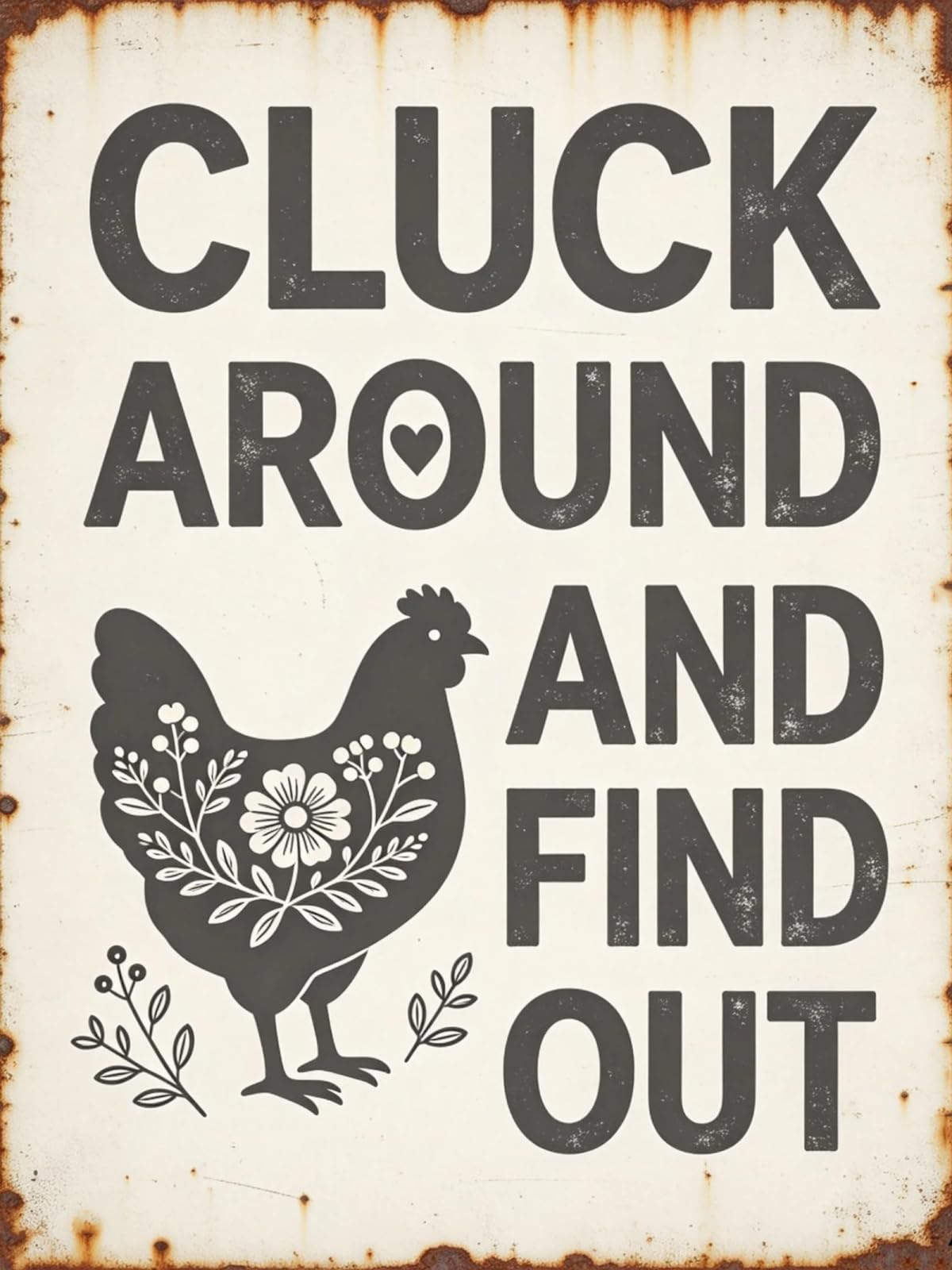 Women's Cluck Around And Find Out Vintage Tin Sign Vintage Chicken Metal Tin Sign Farmhouse Coop Wall Decor 30X40cm Plaque
