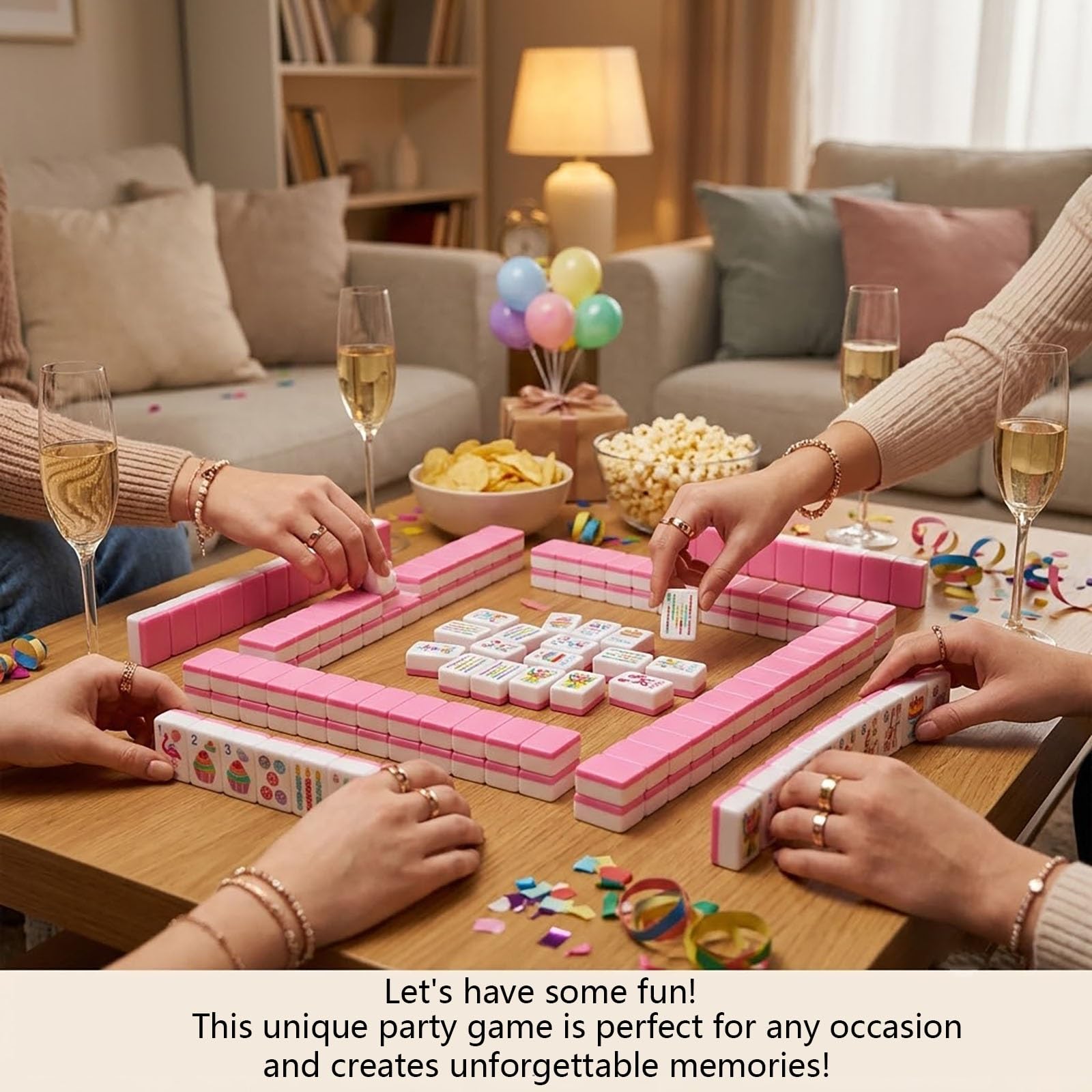 Różowy zestaw Mahjong Party American Mahjong | Płytki na świece babeczkowe, 160 podwójnych róż, 1,2 cala na wieczór panieński