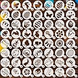 Qumenan 56 Pcs Easter Cookie Stencils for Royal Icing Reusable Eggs Bunny Templates Mold Tools for for Holiday...