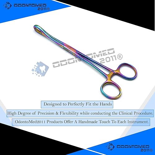 Miniatura 9 de OdontoMed2011® 6 "Mini esponja cuerpo piercing fórceps foerster esponja fórceps bloqueo abrazadera puntas dentadas recto acero inoxidable plateado