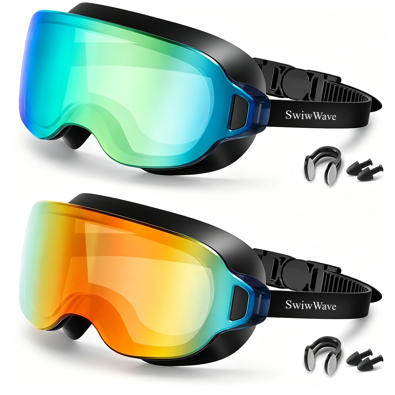 SwiwWave 2 Pack Youth Adult Swim Goggles for Smaller Faces Frameless Design