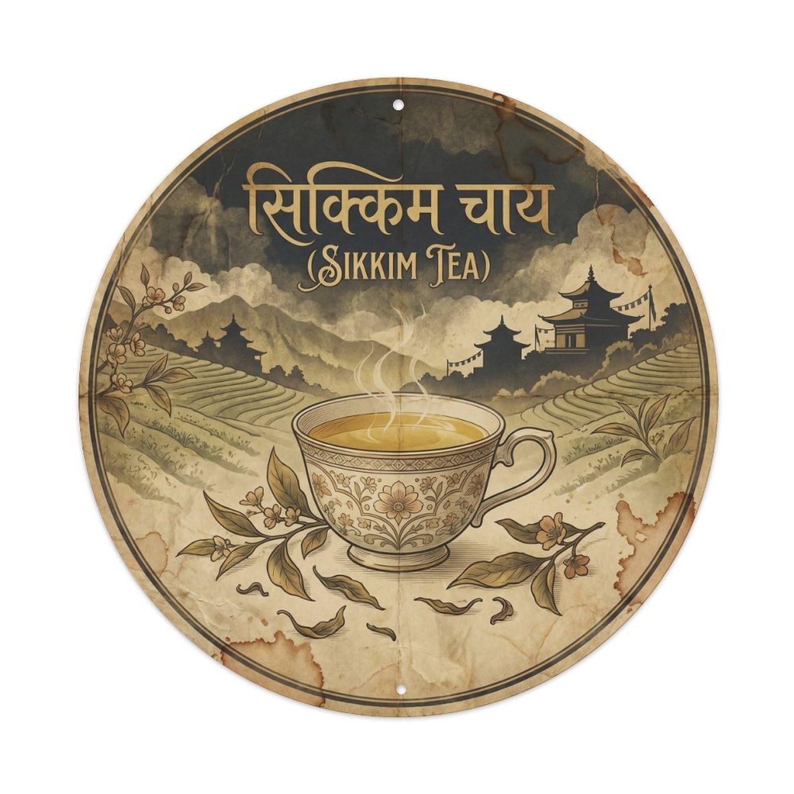 Nostalgic Regional Tea Cup Afternoon Brew Infusion Metal Tin Sign