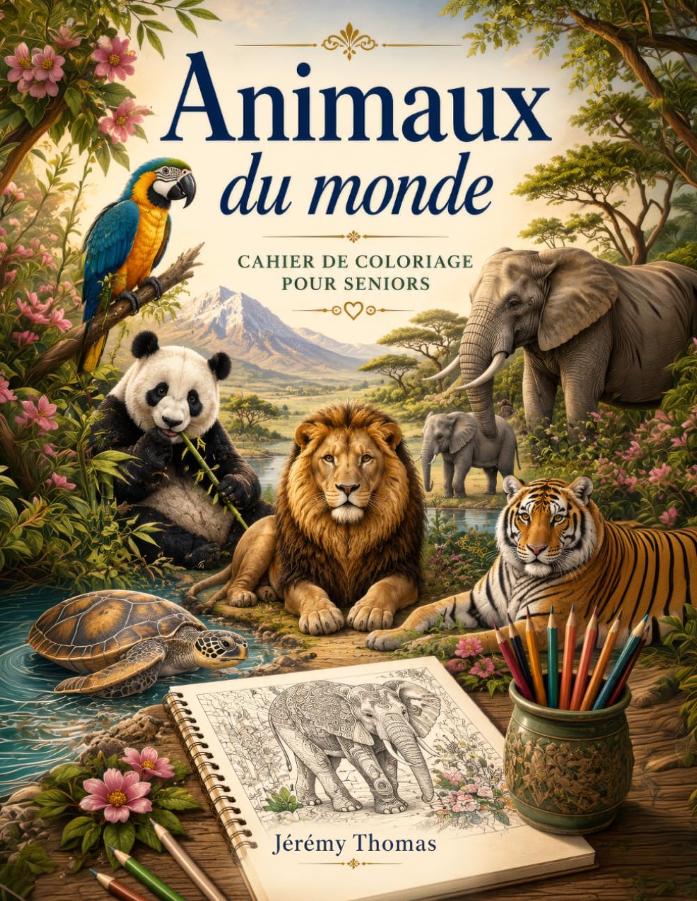 Animaux du monde: Cahier de coloriage pour seniors — Plus de 45 illustrations animalières détaillées à colorier