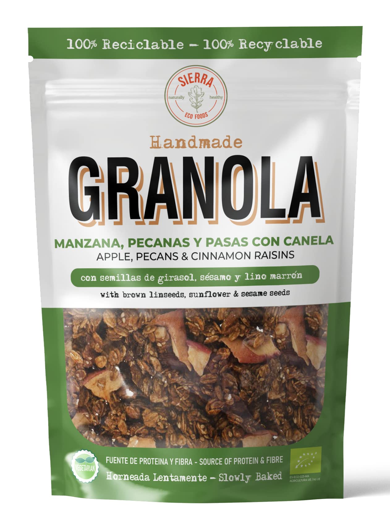 Granola de Manzana, Pecanas y Pasas con Canela (Pack: 3 x 300gr) Peso Total: 900gr