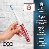 Vista 3 de Cepillo de dientes eléctrico Pop Sonic (puntos rojos) – Cepillos de dientes de viaje con batería AAA Cepillos de dientes eléctricos para niños