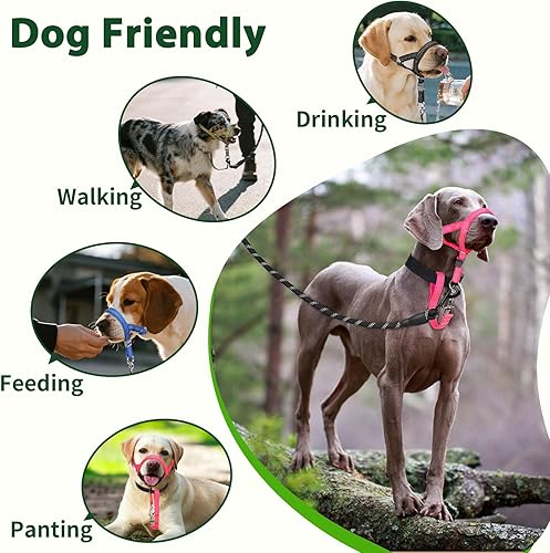 Miniatura 23 de BARKLESS Collar resistente sin tirones para perros medianos y grandes, suave y reflectante con enlace de seguridad, correa de bozal de entrenamiento