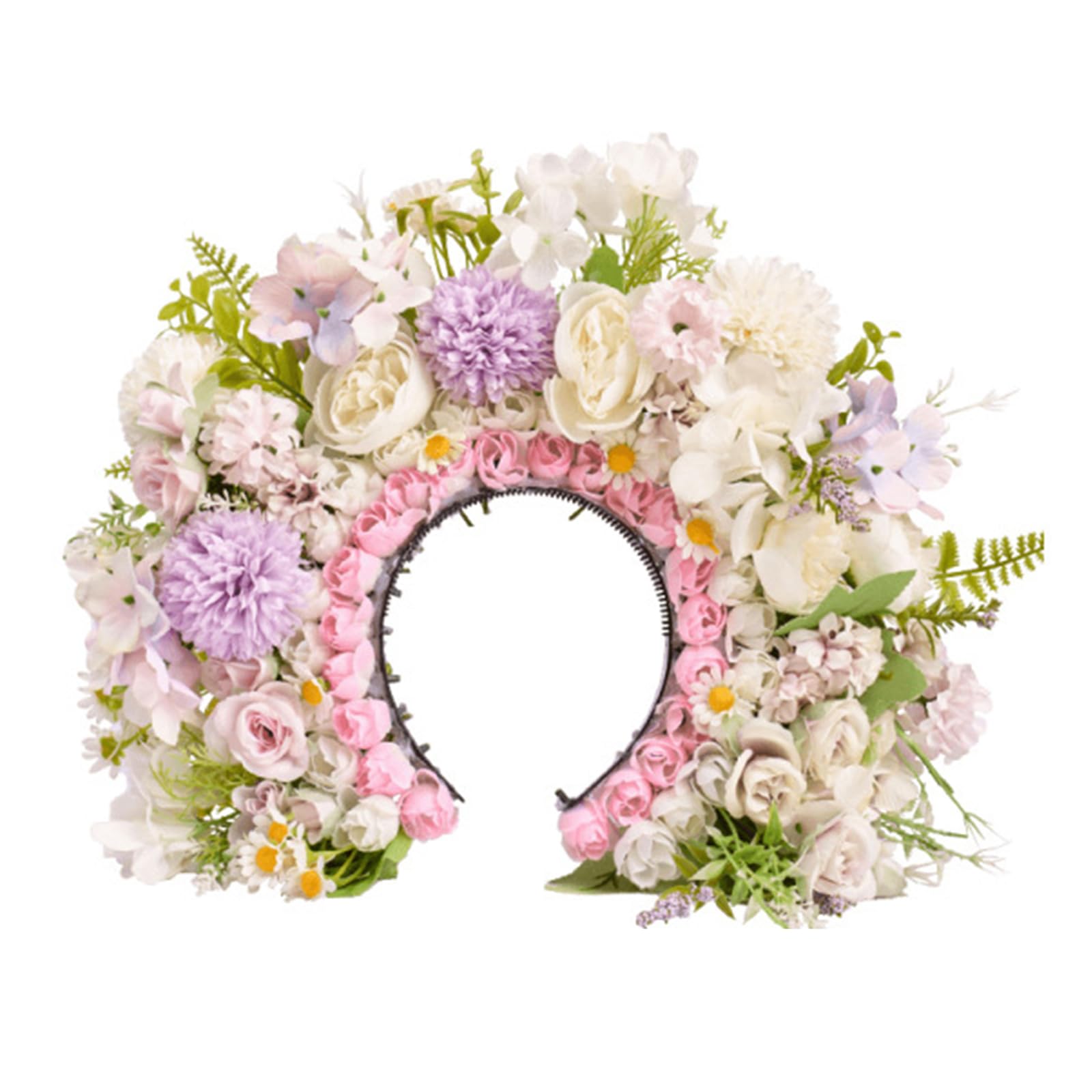 Realistischer Blumen Haarteil Anzug, bunter Blumen Kopfschmuck, Brautschmuck, geeignet für Strand und Feier Schnappschüsse, kreative Stirnbänder