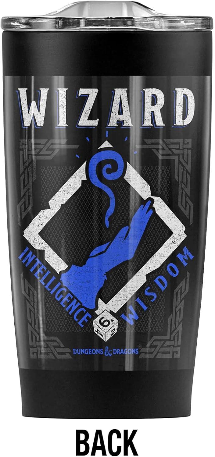 Logovision Dungeons and Dragons Wizard Stainless Steel Tumbler 20 oz Coffee Travel Mug/Cup, Vacuum Insulated & Double Wall with Leakproof Sliding Lid | Great for Hot Drinks and Cold Beverages