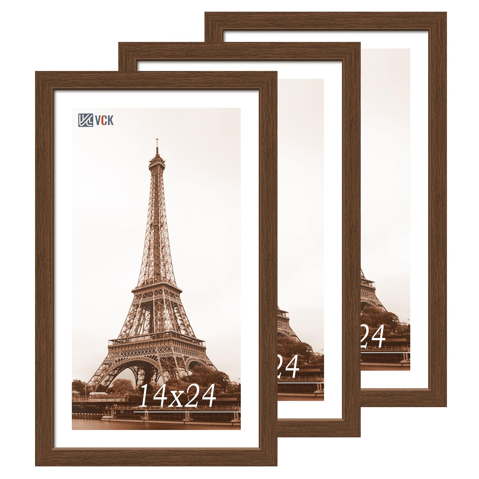 Snapklik.com : VCK 14x24 Frame Set Of 3, Brown Wood Picture Frame
