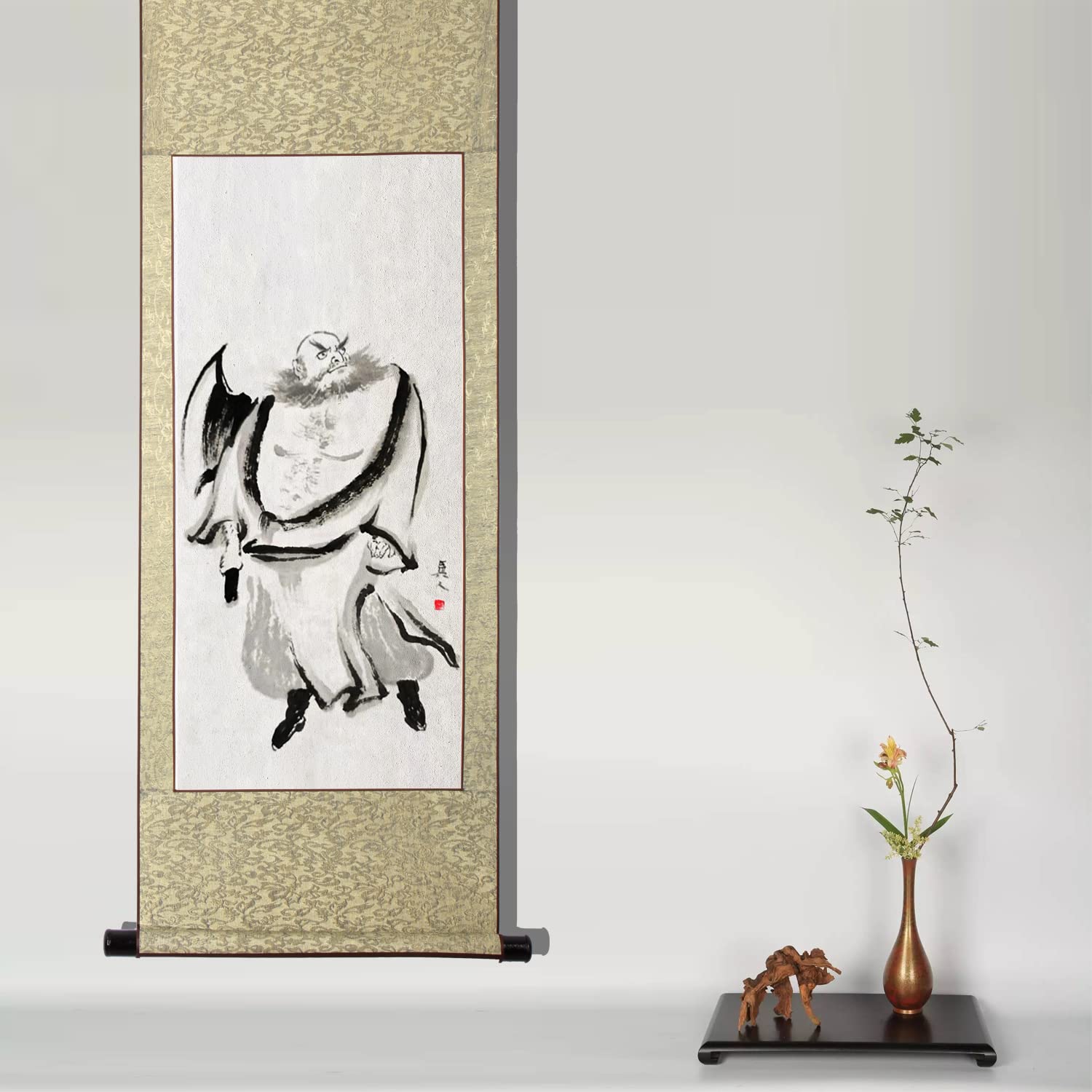 Amazon.co.jp: 画家手描き 掛軸 掛け軸 おしゃれ 水墨画 水滸伝 英雄