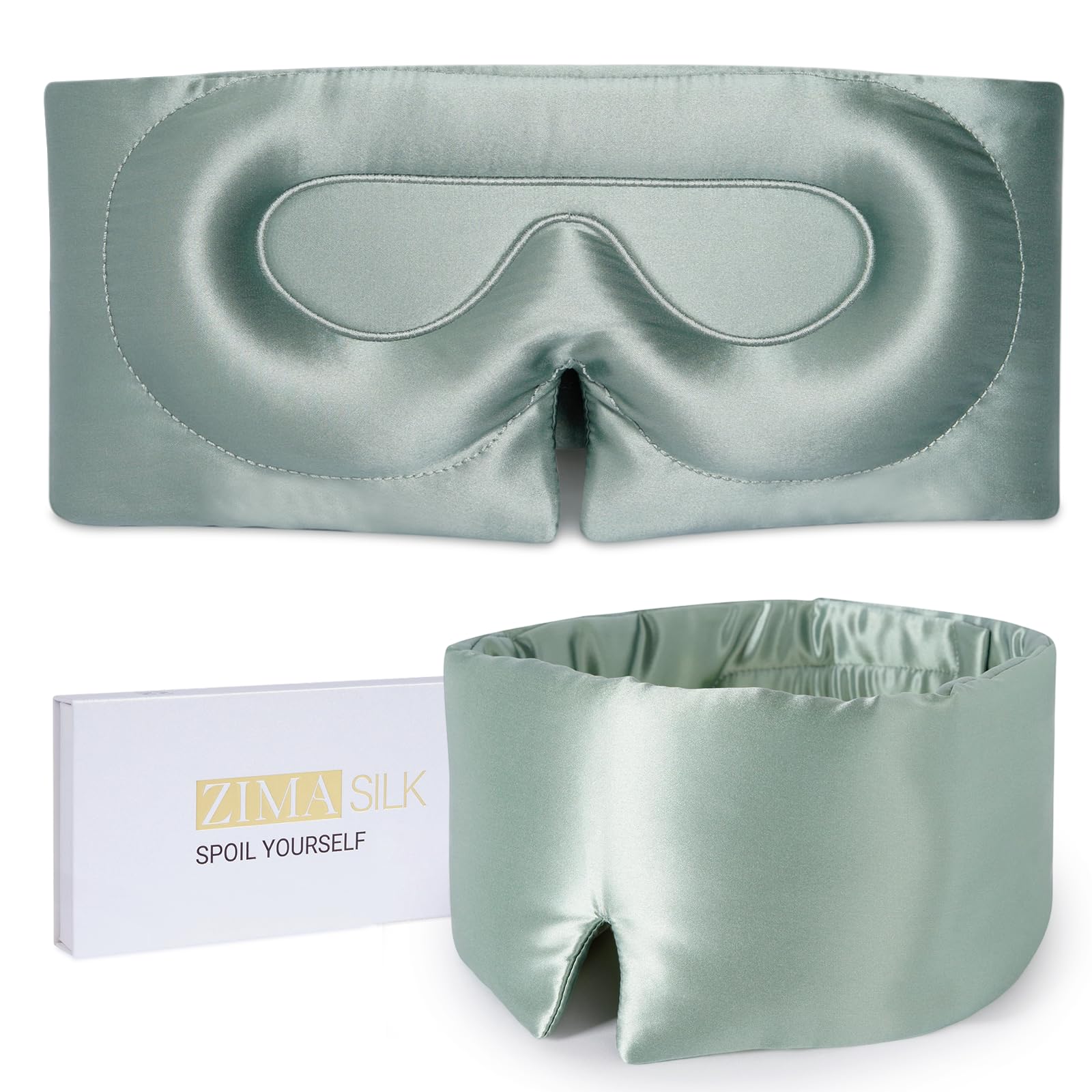 Photo 1 of ZIMASILK 22 Momme 100% Mulberry Silk Sleep Mask for Women Sleeping, 3D Contoured Cup Eye Mask for Lash Extensions, Super Soft & Breathable, Blackout Blindfold for Nights (Grayish Green)