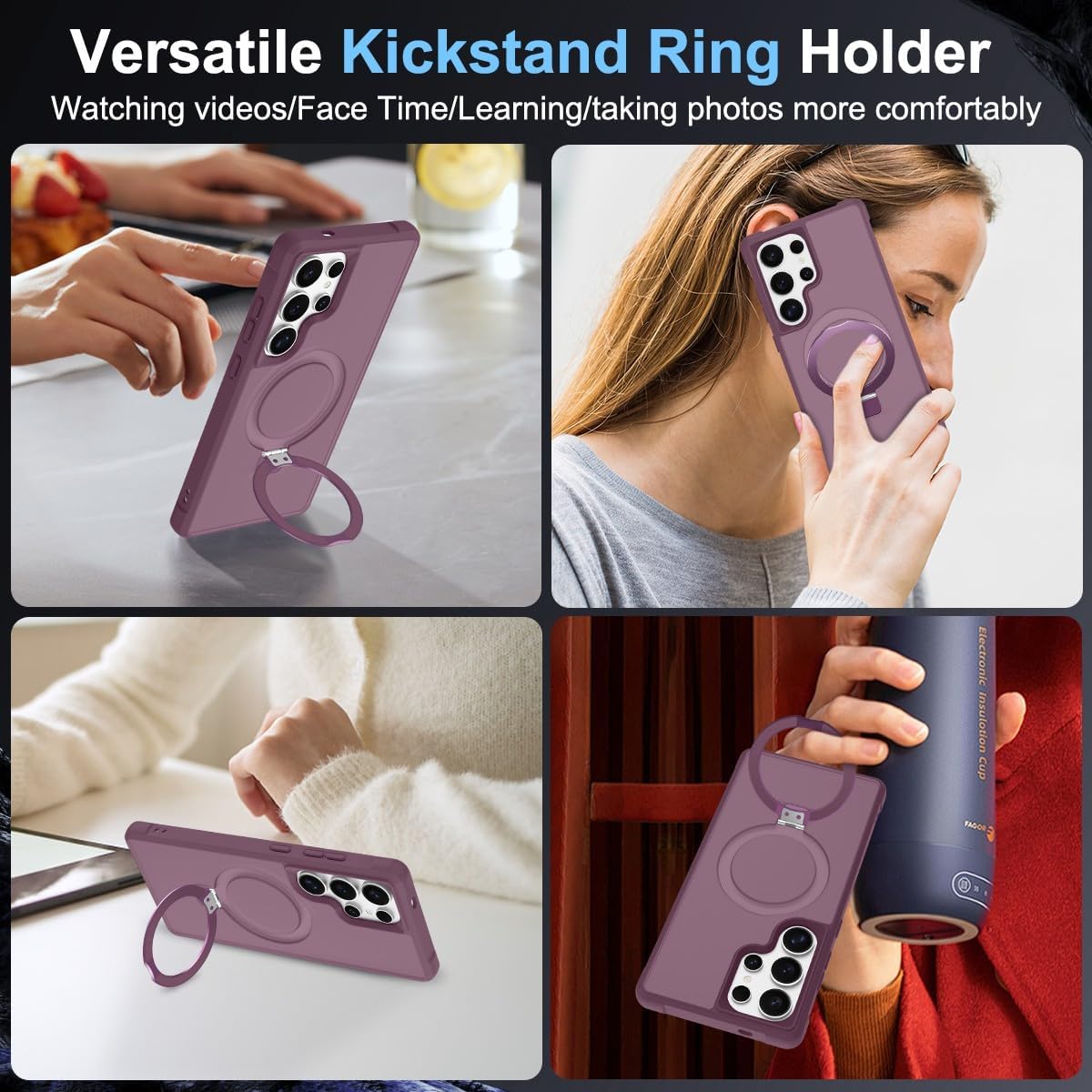 CHAOFEnG Magnetic Compatible with Samsung Galaxy S25 Ultra Case, Wine Red