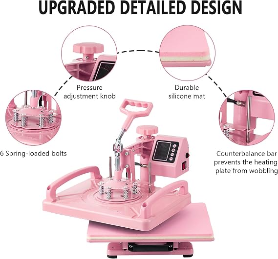 Hitgrand Heat Press Machine 12x15 inch, Heat Press Machine for T-Shirts, 5 in 1 Heat Press with 30 OZ Tumbler Press, Combo Tumbler Heat Press Machines Sublimation for Hat Cap Mug Plate