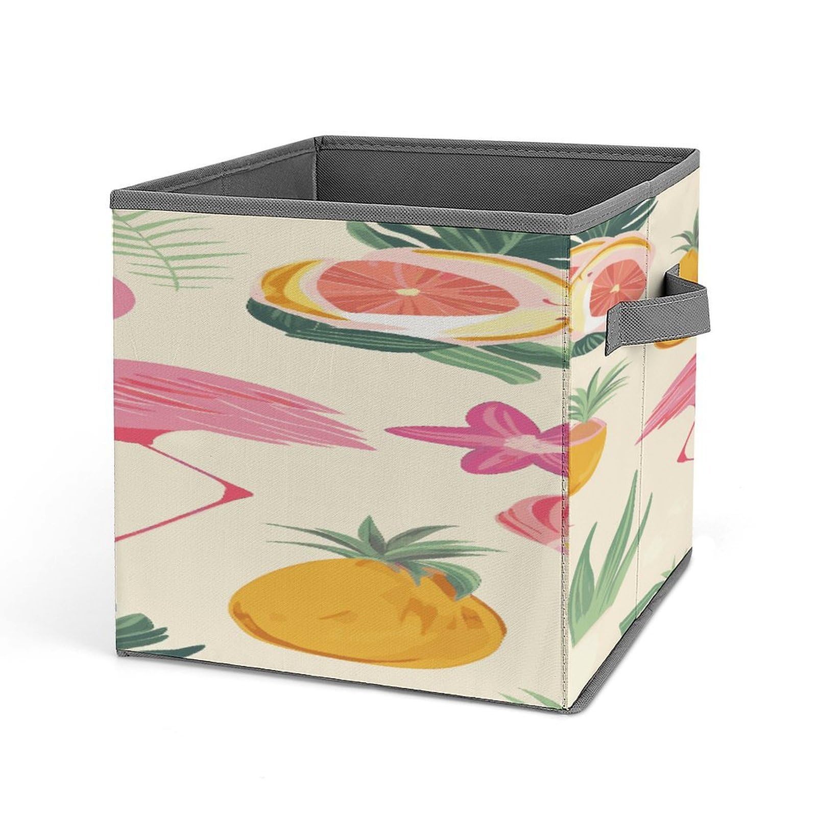 Fodpand Style Flamingos And Pineapples Storage Cubes Foldable Decorative Fabric, Storage Bins Baskets With Handles, Closet Organizers And Storage For Home, Office,Closet, Clothes