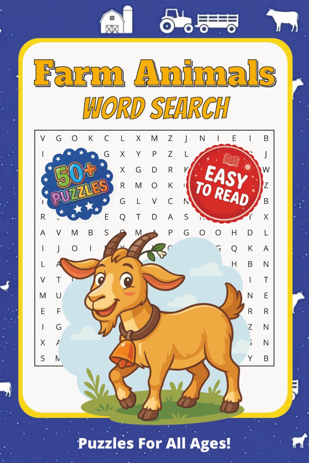 Farm Animal Word Search Puzzle Book: Word Searches With Easy To Read Print About Farms, Farm Animals and More! | 6X9 Inches, 110 Pages | 50+ ... holidays, and free time | Solutions Included