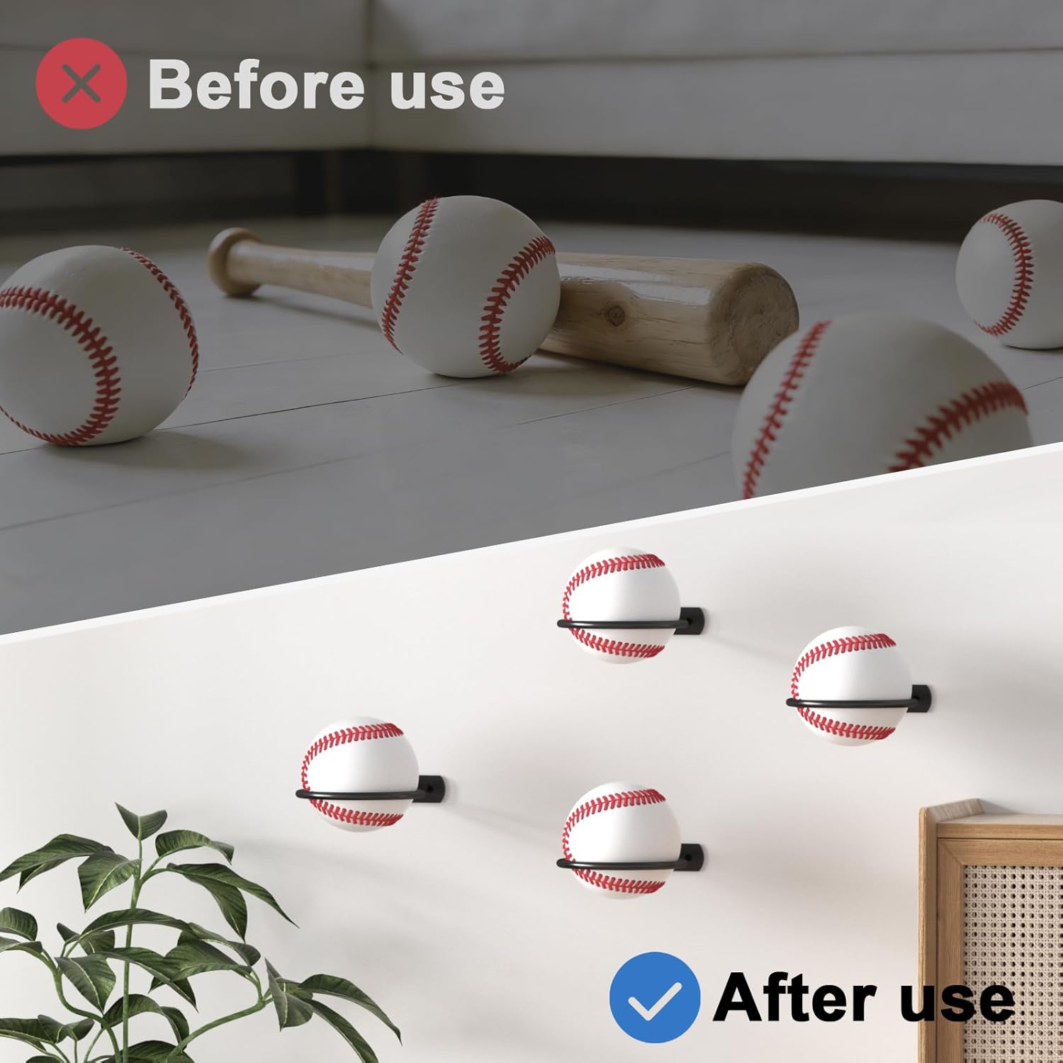 30Pack Baseball Holder,Bulk Baseball Wall Mount Holders Softball Display Memorabilia Holder Heavy Duty Sports Wall Mount Rack for Display Storage,Black