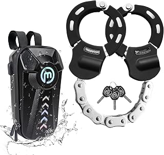 Anti Theft Lock for Electric Scooters, Bikes, Motorbikes, Handcuff Lock with Waterproof Storage Bag, Hardened Laminated Steel Lock for E Scooters, E Bikes, Motorbikes