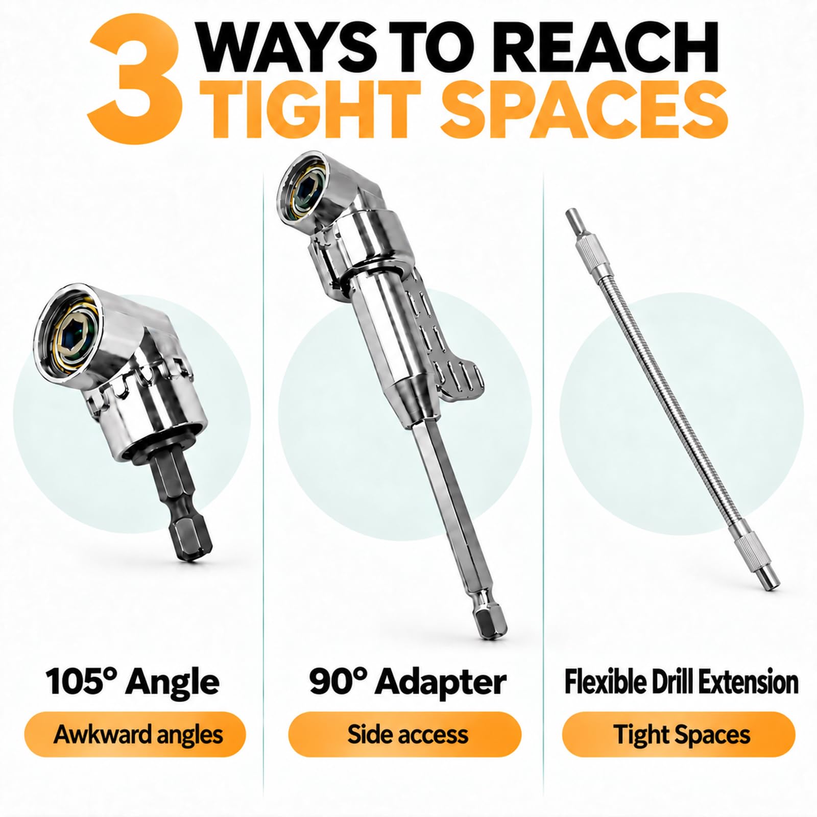 Guyuyii 3-in-1 Drill Attachment Kit - Tight Space Access -2