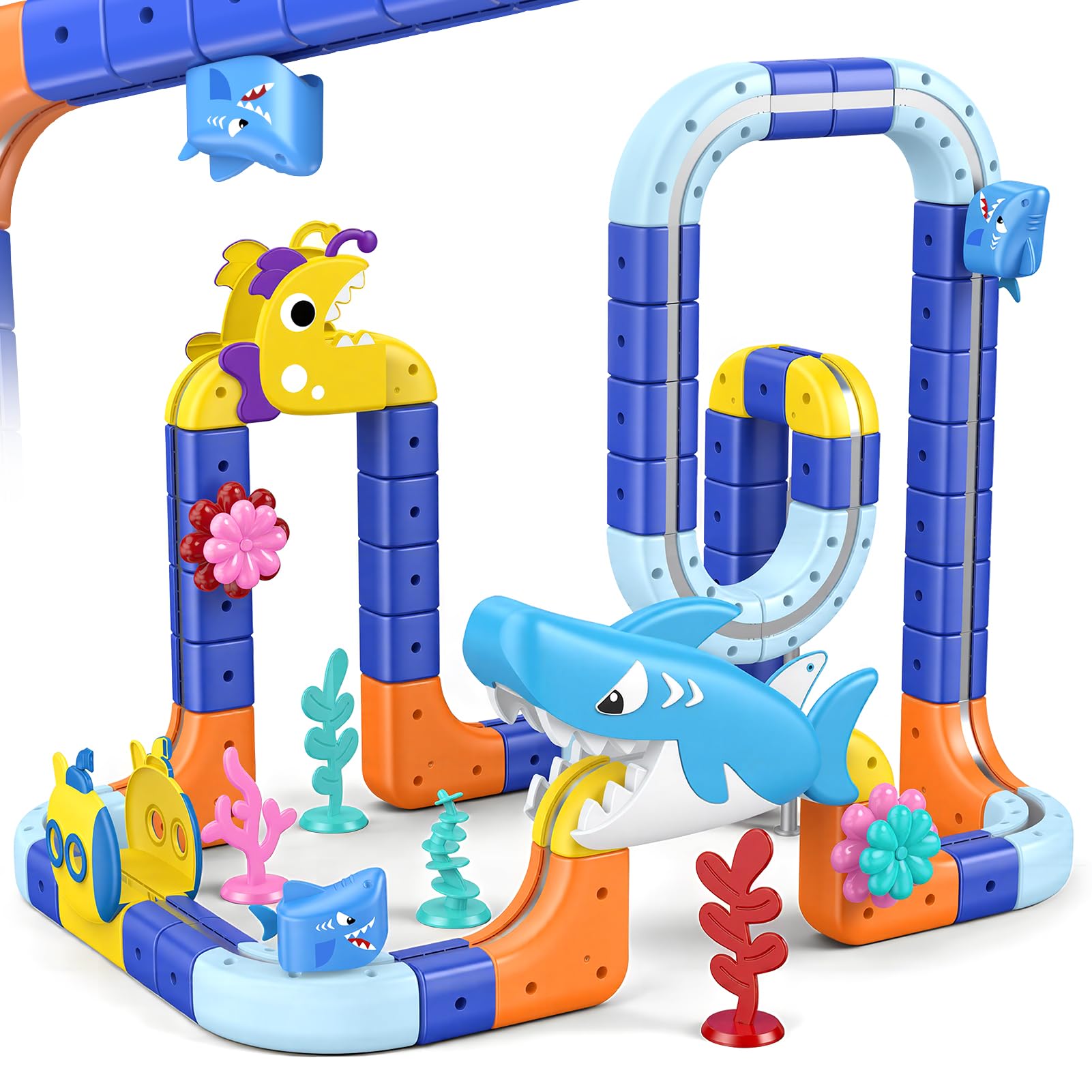 117 PCS Track Fusion Toy, Kids Toys Age 6 7 8 Year Old Boy Cube Track Train Track Set Girl Gift for 5 6 7 Year Olds Boys Toys for 3-12 3D Embedded Layout Autism Toys — image 1