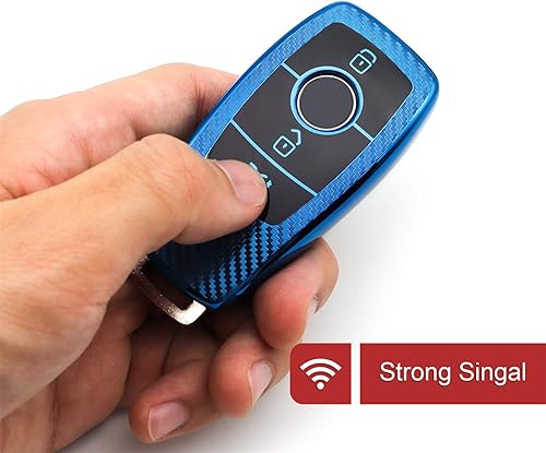 Miniatura 4 de M.JVisun Funda de cuero para llavero Mercedes-Benz 2019-2022 Clase C, Clase G, Clase 2017-2022 Clase E 2018-2021 Clase S, Patrón de fibra de carbono