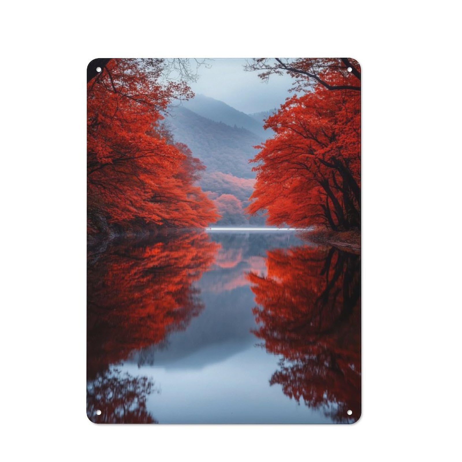 Autumn Reflections Rustic Tin Sign 40x30cm, Vintage Porch Wall Decor for Conservatory, Home Bar Or Utility Room