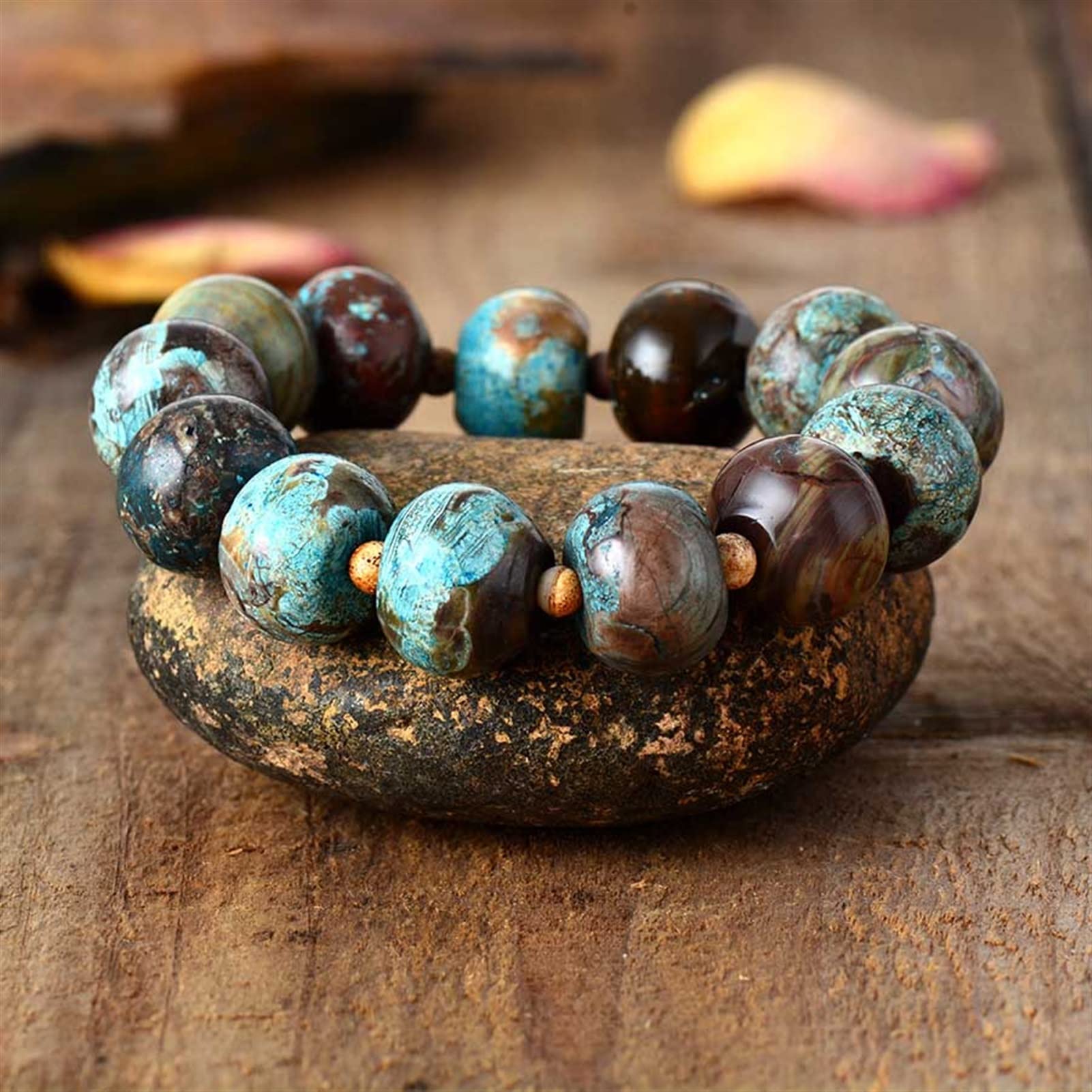 Bracciale Braccialetto in Rilievo Pietra Naturale Donne Stretchy Braccialetti Yoga Braccialetti Elastici Bracciali